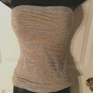 Express Metallic Zebra Print Tube Top